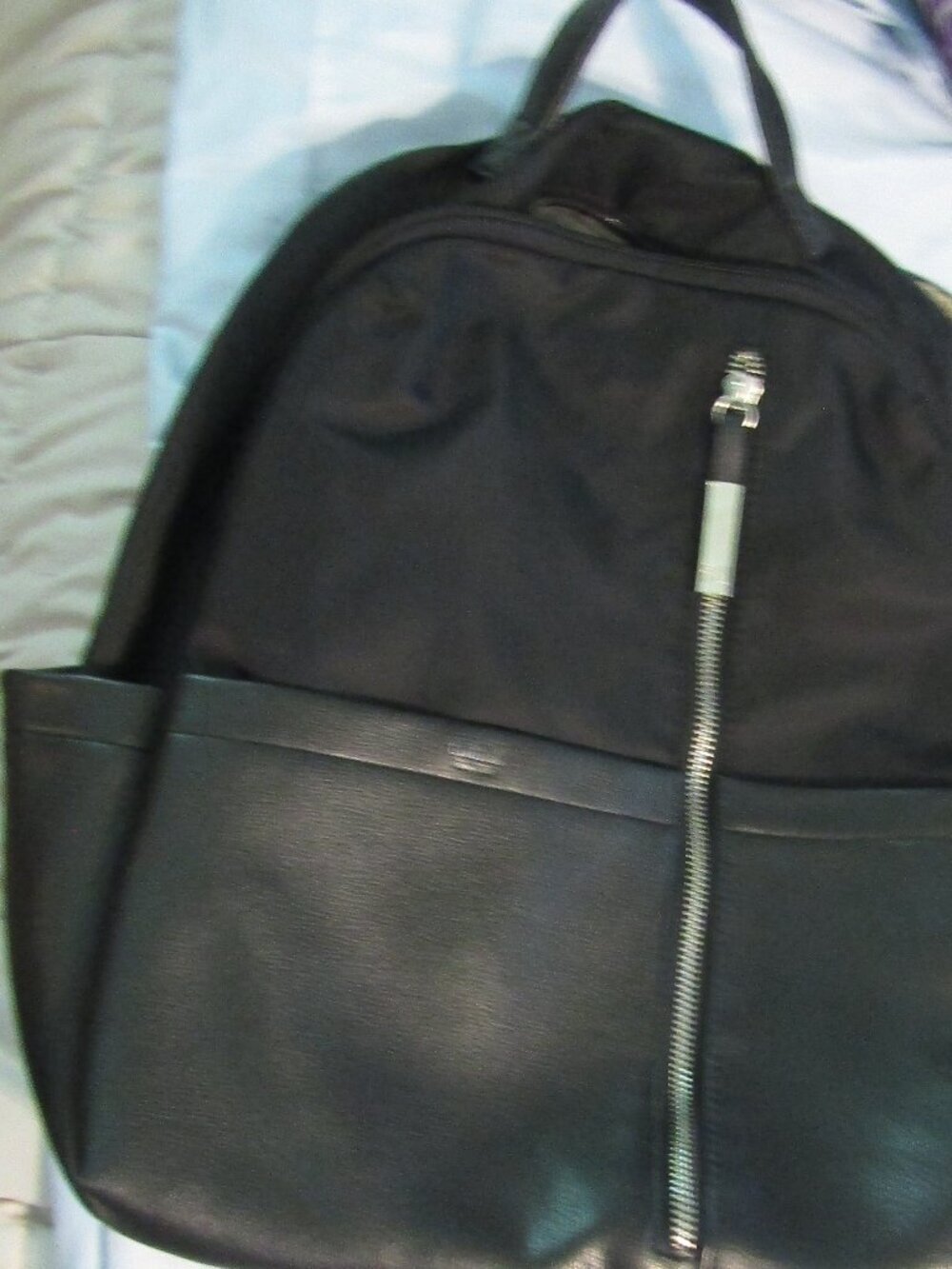 EUC LG Black TUTILO NY BOOKBAG Zipper Front Multiple Pockets Myanmar Backpack